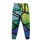 Blue And Green Stained Glass Print Sweatpants