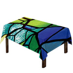 Blue And Green Stained Glass Print Tablecloth