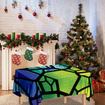 Blue And Green Stained Glass Print Tablecloth