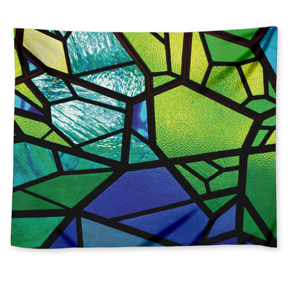 Blue And Green Stained Glass Print Tapestry