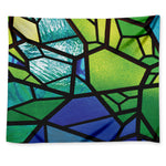 Blue And Green Stained Glass Print Tapestry