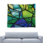 Blue And Green Stained Glass Print Tapestry