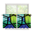 Blue And Green Stained Glass Print Tier Curtains