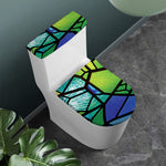 Blue And Green Stained Glass Print Toilet Lid And Tank Cover Set