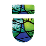 Blue And Green Stained Glass Print Toilet Lid And Tank Cover Set