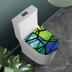 Blue And Green Stained Glass Print Toilet Lid Cover