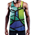 Blue And Green Stained Glass Print Men's Workout Tank Top