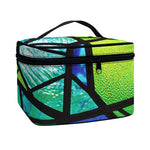 Blue And Green Stained Glass Print Travel Makeup Bag