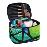Blue And Green Stained Glass Print Travel Makeup Bag