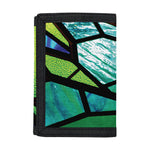 Blue And Green Stained Glass Print Trifold Wallet