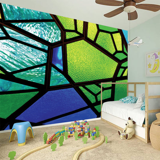 Blue And Green Stained Glass Print Wall Sticker