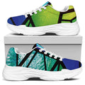 Blue And Green Stained Glass Print White Chunky Shoes