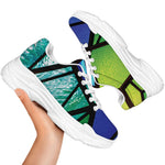 Blue And Green Stained Glass Print White Chunky Shoes