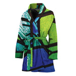 Blue And Green Stained Glass Print Women's Bathrobe