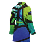 Blue And Green Stained Glass Print Women's Bathrobe