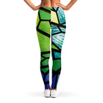 Blue And Green Stained Glass Print Women's Leggings