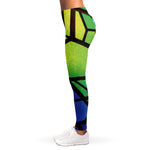 Blue And Green Stained Glass Print Women's Leggings
