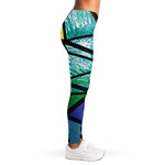 Blue And Green Stained Glass Print Women's Leggings
