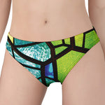 Blue And Green Stained Glass Print Women's Panties