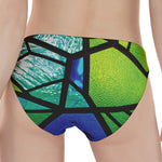 Blue And Green Stained Glass Print Women's Panties