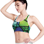Blue And Green Stained Glass Print Women's Sports Bra