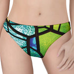 Blue And Green Stained Glass Print Women's Thong