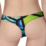 Blue And Green Stained Glass Print Women's Thong