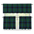 Blue And Green Tartan Pattern Print 3 Piece Kitchen Curtains