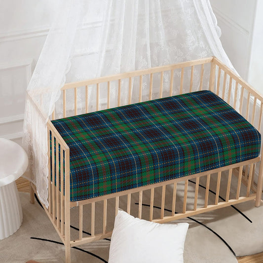Blue And Green Tartan Pattern Print Baby Crib Sheet