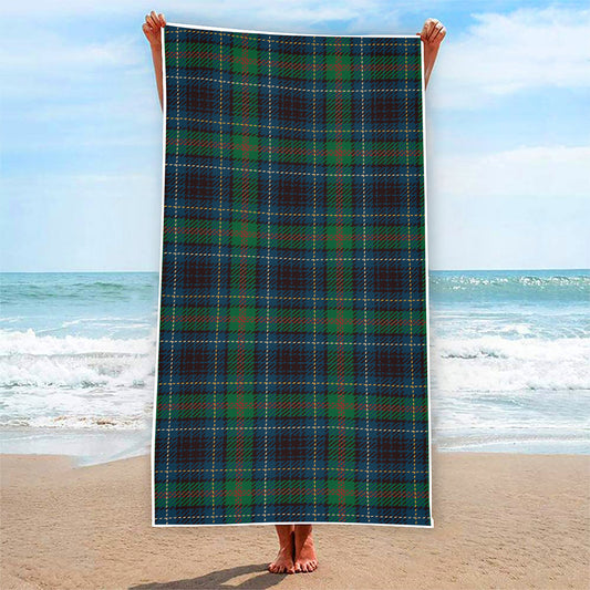 Blue And Green Tartan Pattern Print Beach Towel