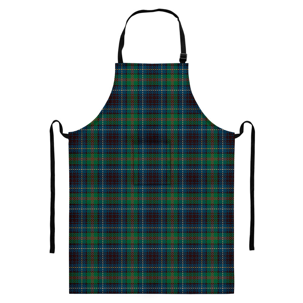 Blue And Green Tartan Pattern Print Bib Apron With Pocket