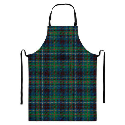 Blue And Green Tartan Pattern Print Bib Apron With Pocket