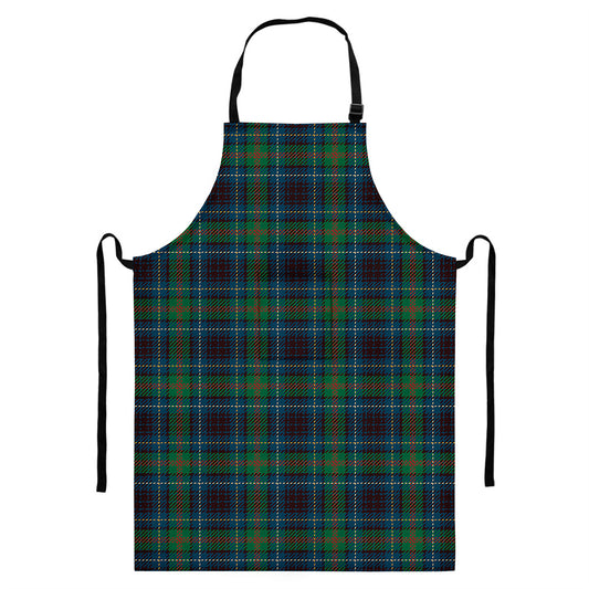 Blue And Green Tartan Pattern Print Bib Apron With Pocket