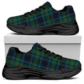 Blue And Green Tartan Pattern Print Black Chunky Shoes