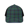 Blue And Green Tartan Pattern Print Black Mesh Trucker Hat