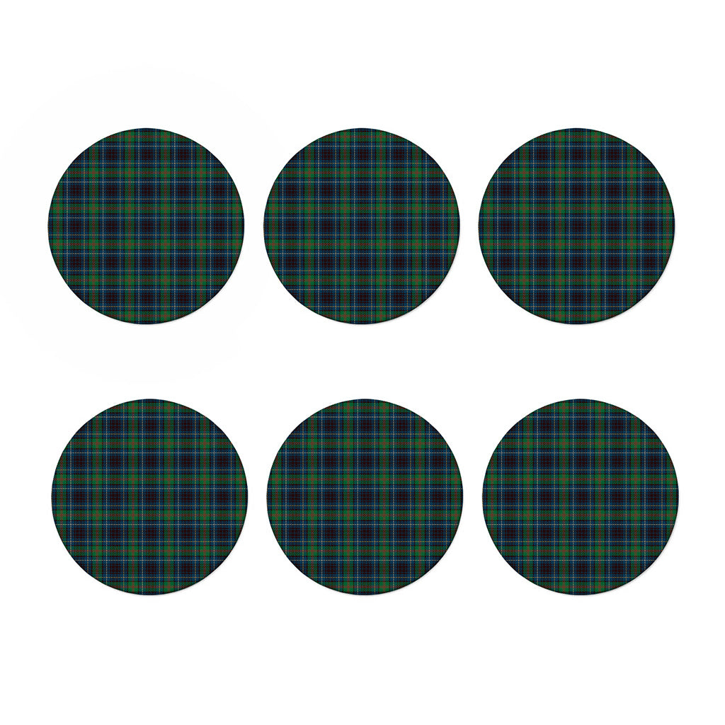 Blue And Green Tartan Pattern Print Coaster Set