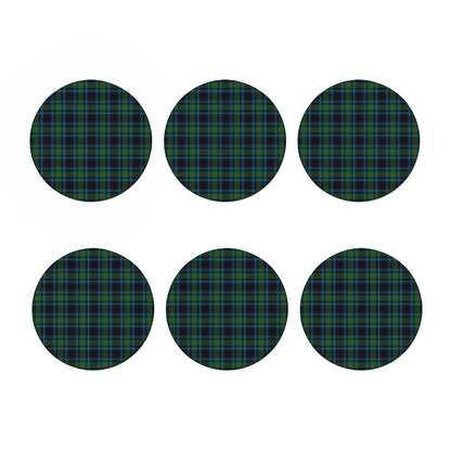 Blue And Green Tartan Pattern Print Coaster Set
