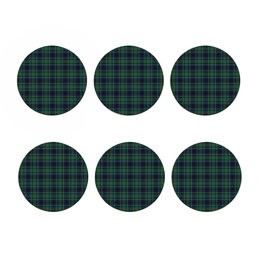 Blue And Green Tartan Pattern Print Coaster Set