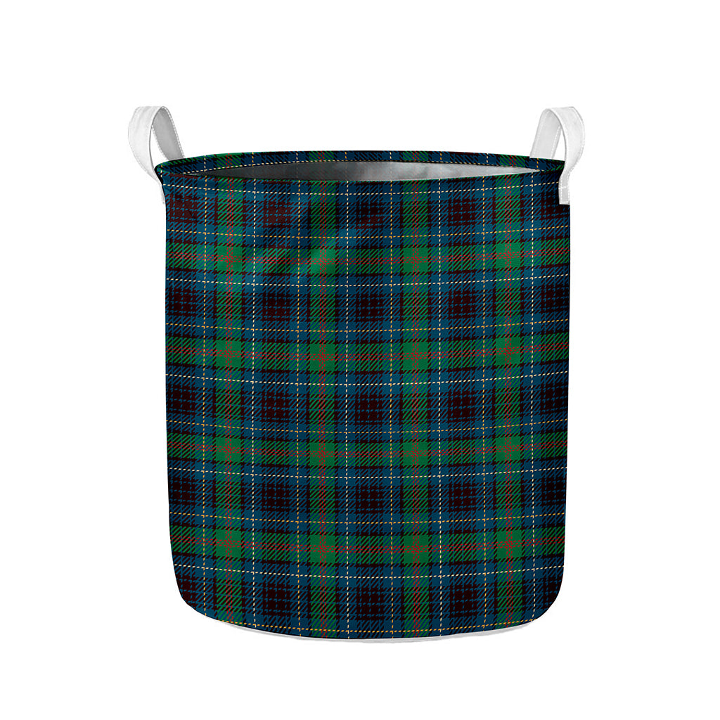 Blue And Green Tartan Pattern Print Collapsible Laundry Basket