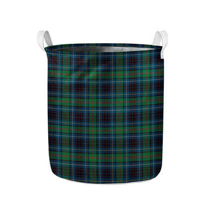 Blue And Green Tartan Pattern Print Collapsible Laundry Basket