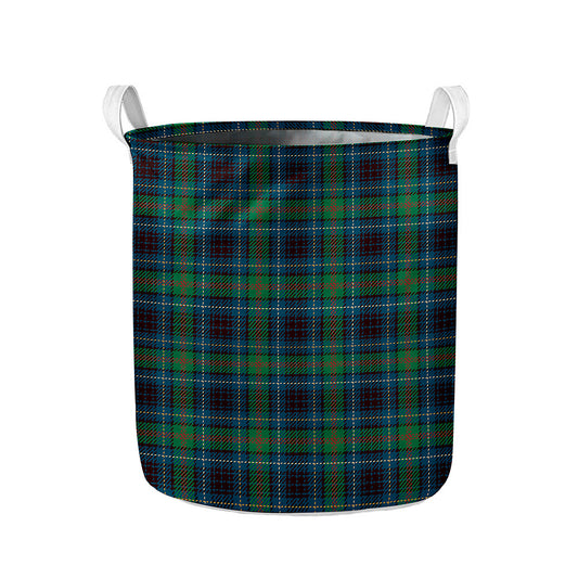 Blue And Green Tartan Pattern Print Collapsible Laundry Basket