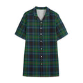 Blue And Green Tartan Pattern Print Cotton Hawaiian Shirt