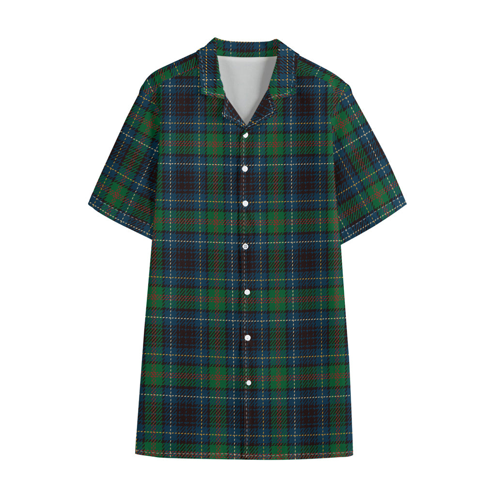 Blue And Green Tartan Pattern Print Cotton Hawaiian Shirt