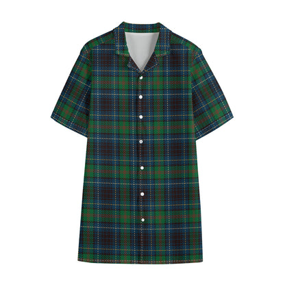 Blue And Green Tartan Pattern Print Cotton Hawaiian Shirt