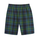Blue And Green Tartan Pattern Print Cotton Shorts
