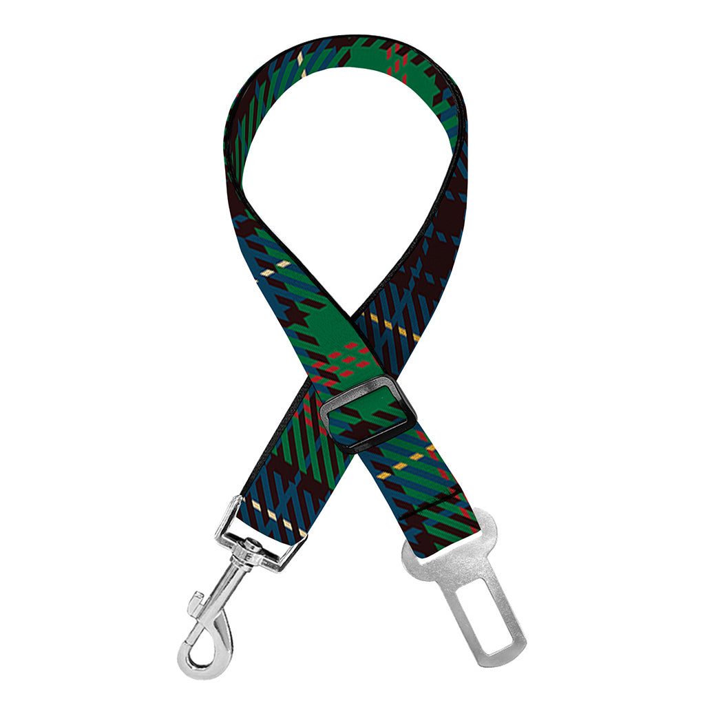 Blue And Green Tartan Pattern Print Dog Seat Belt