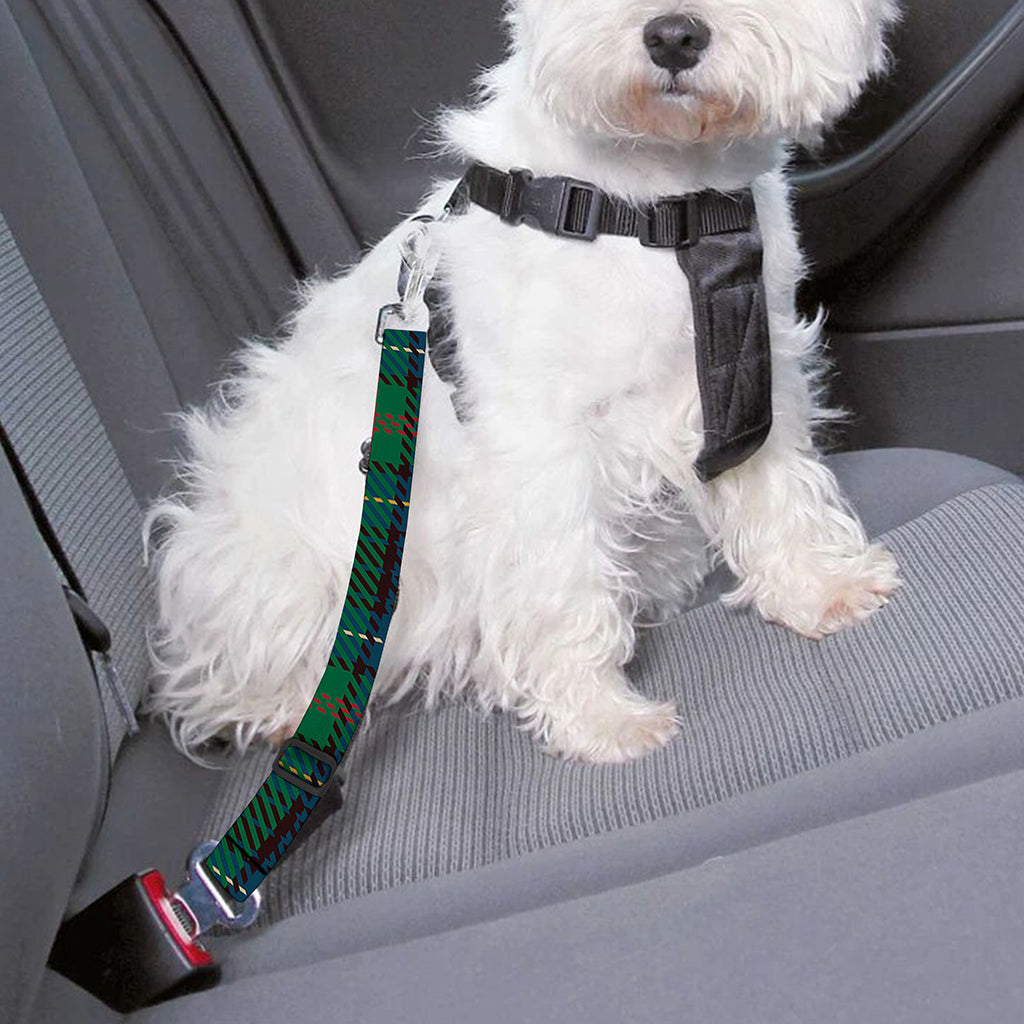 Blue And Green Tartan Pattern Print Dog Seat Belt