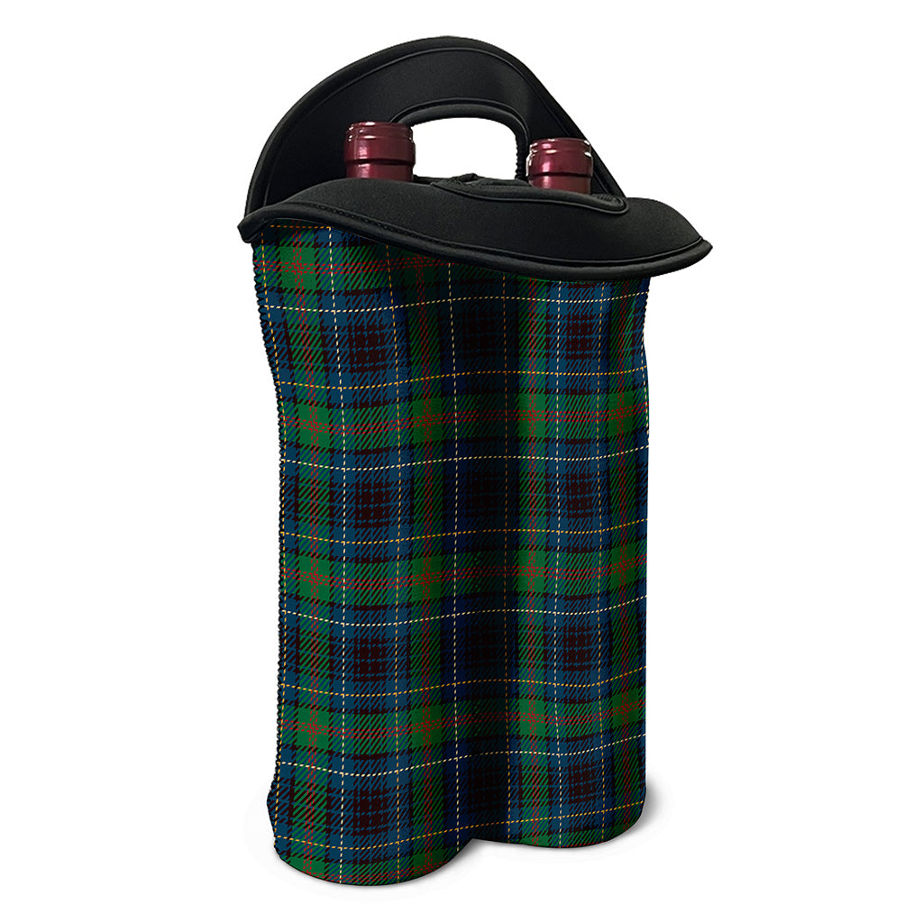 Blue And Green Tartan Pattern Print Double Neoprene Wine Tote