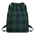 Blue And Green Tartan Pattern Print Drawstring Backpack