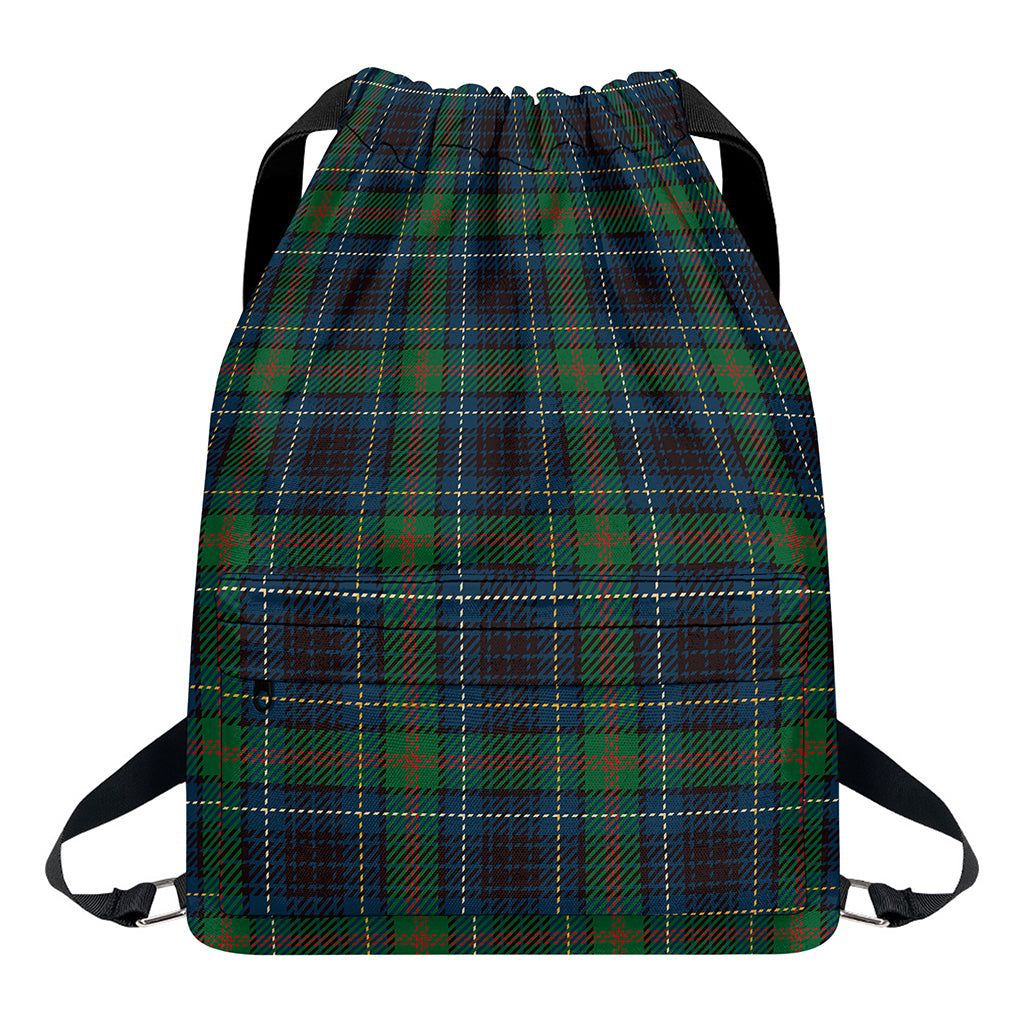 Blue And Green Tartan Pattern Print Drawstring Backpack